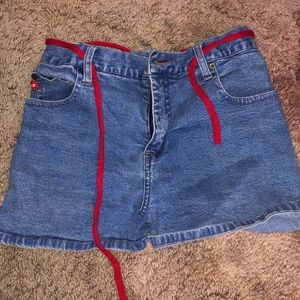 jean shorts with tie belt